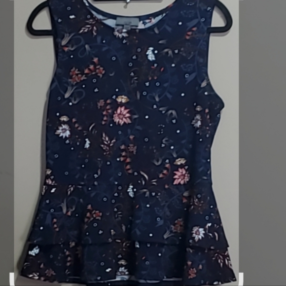 One 2 piece navy with pink flowers suit size medium